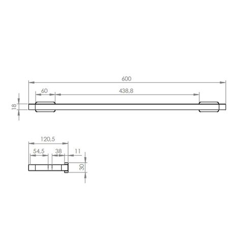 Barra toalla doble Ottone  60 cm-1