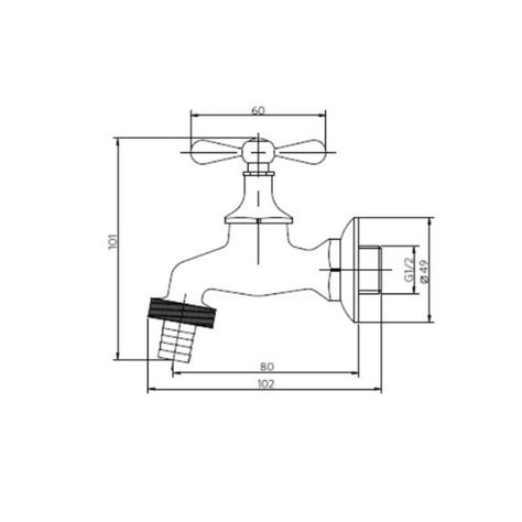 Llave Lavadora con Flange 1/2 x 3/4 MS-1