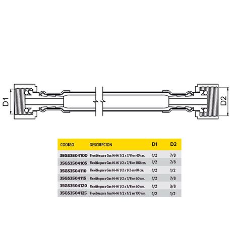 Flexible para Gas HI-HI 1/2x3/8 en 60 cm-4
