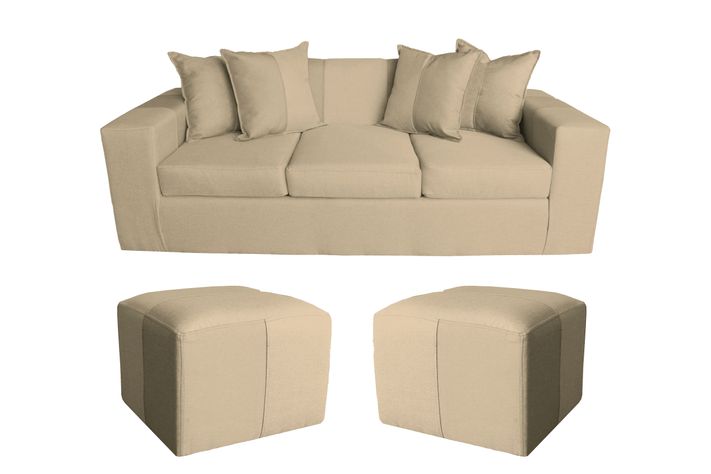 SOFA BENJA + 2 PUFF BEIGE/ CHOCOLATE -0