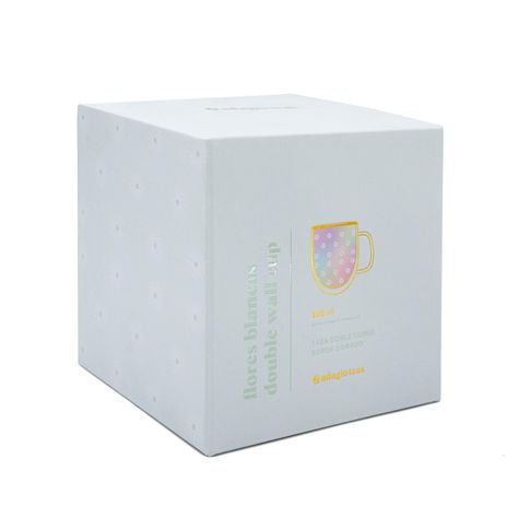 Taza Doble Vidrio Flores Blancas Iridescent 300 ml-2