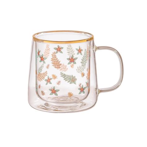 Taza Doble Vidrio Flowers and Leaves 250 ml-0