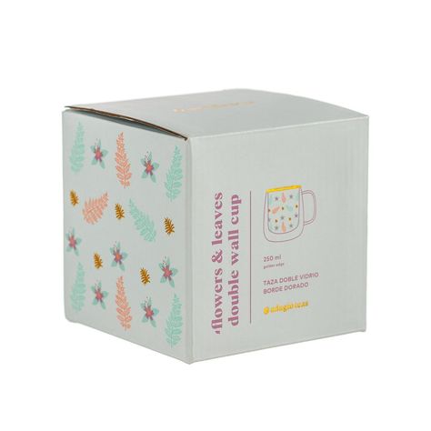 Taza Doble Vidrio Flowers and Leaves 250 ml-2