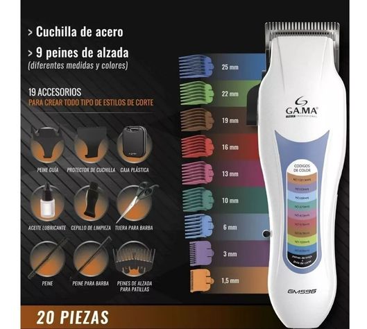 Cortapelo Profesional Gama Gm596 20 Piezas Motor Magnético-4
