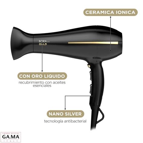 Secador De Cabello Ga.ma Italy Bora Gold Ion 2200w-1