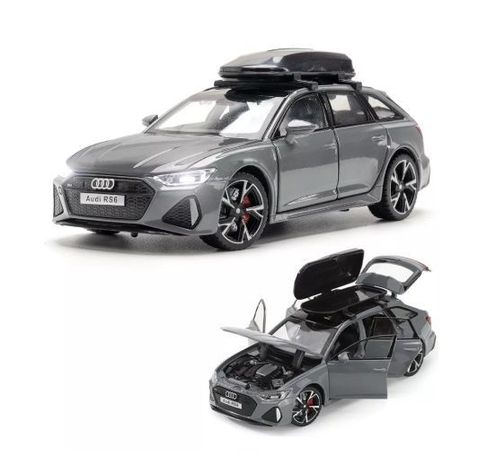 Audi Rs 6 Avant Miniatura Metal Coche Con Luz Y Sonido 1/32 Gris-0