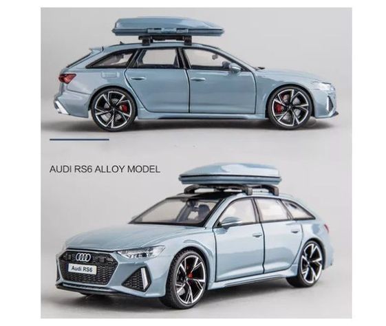 Audi Rs 6 Avant Miniatura Metal Coche Con Luz Y Sonido 1/32 Gris-2
