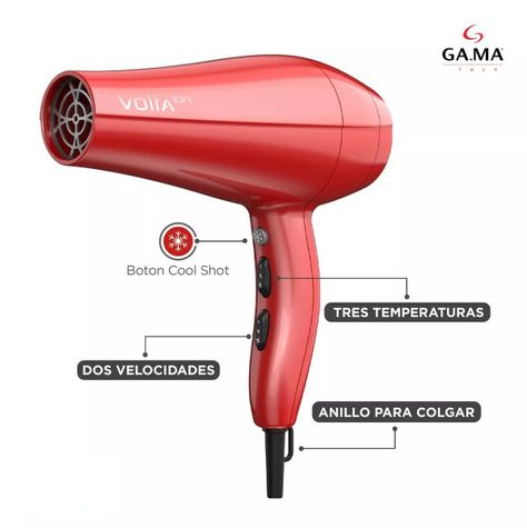 Secador De Pelo Gama Italy Ac - Volta Ion 2300w Rojo-2