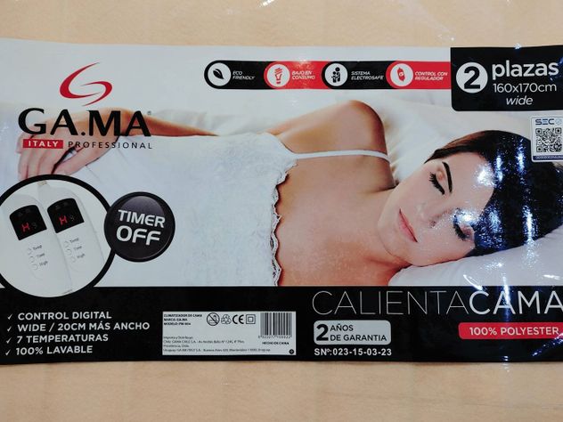 Calienta Cama Ga.ma 2 Plazas Digital Timer 7 Temperaturas-1