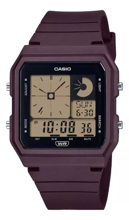 Reloj Digital Casio Lf-20w-5adf Correa Resina Color Vino-0