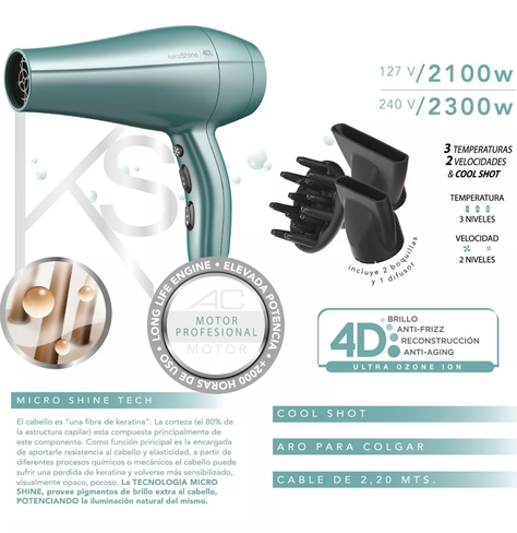 Secador De Pelo Gama Kerashine Diva 4d-4
