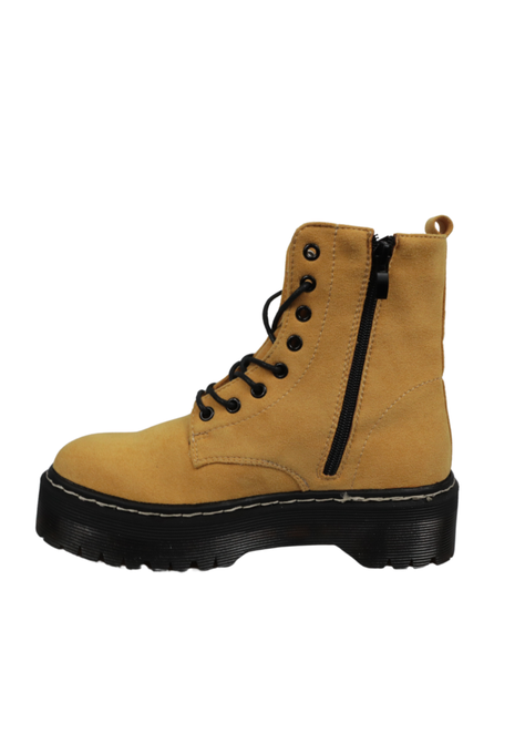BOTINES CASUALES PARA MUJER ESTILO COMBAT AMARILLO-1