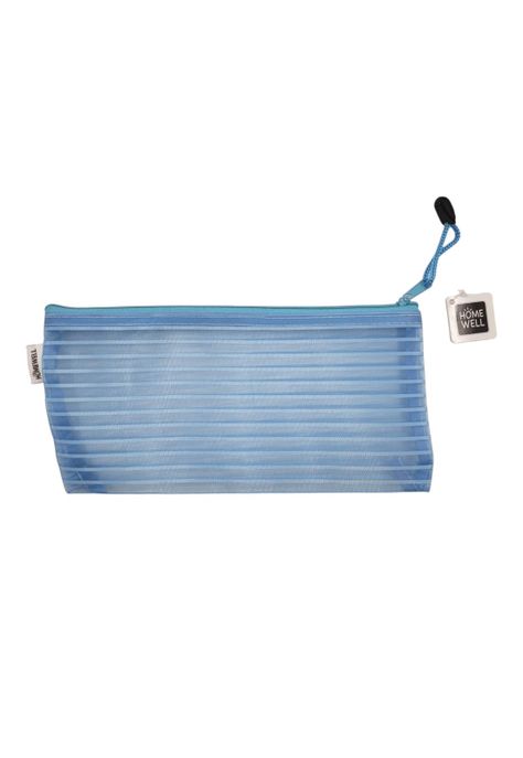 Estuche Traslúcido Rayado Azul 11x13cm-0