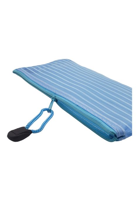 Estuche Traslúcido Rayado Azul 11x13cm-1
