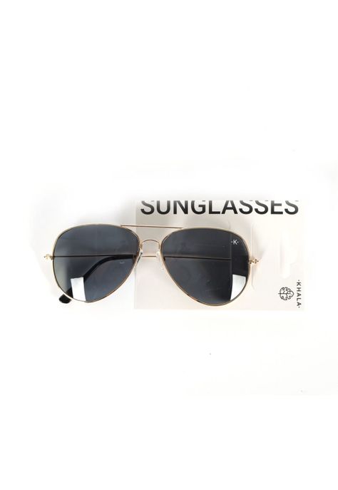 Lentes De Sol Aviador Negro Dorado Uv400-1