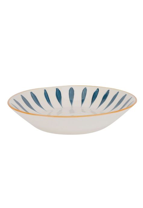 Plazo Loza Blanco Rayas Azules 7.5cm-1