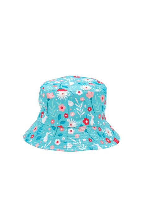 Sombrero Pescador Azul Diseño Flores 16*18cm-0