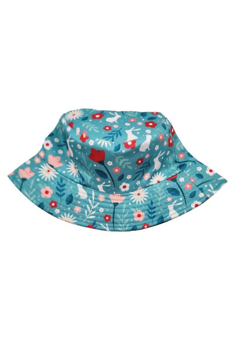 Sombrero Pescador Azul Diseño Flores 16*18cm-1