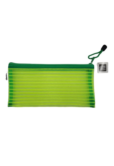Estuche Traslúcido Rayado Verde 11x13cm-0