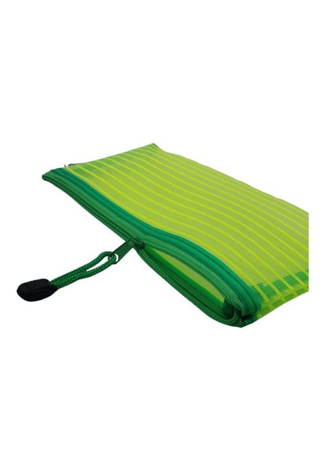 Estuche Traslúcido Rayado Verde 11x13cm-1