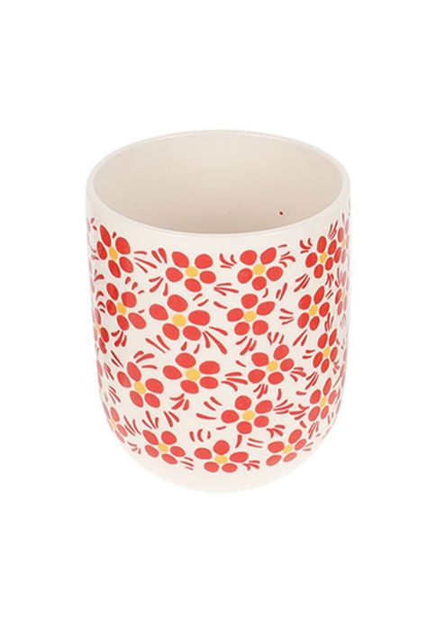 Taza Diseño Rojo/Blanco Oriental sin Asa de Loza 125ml 6.5x8cm-0