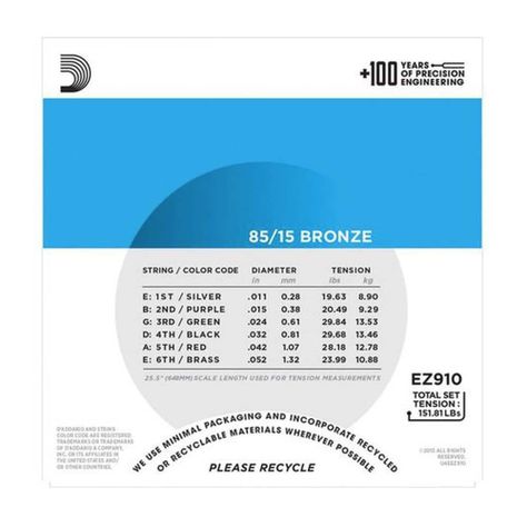 Cuerdas Guitarra Acústica 11- 52 EZ910 - Daddario-1