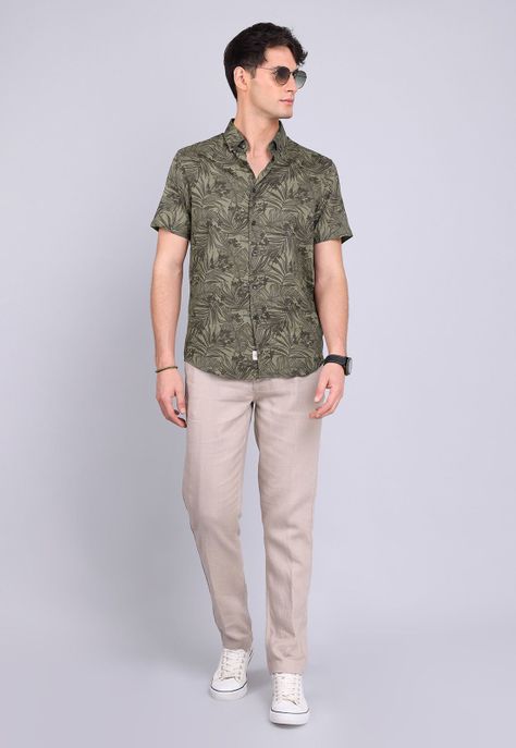 Camisa Manga Corta Floreada Arrow CM3040SVE-3