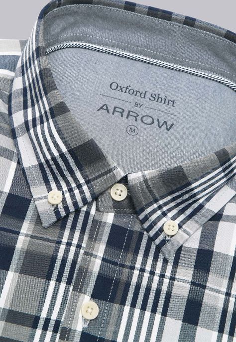 Camisa Oxford Cuadros Manga Larga Arrow CM3018SNB-4