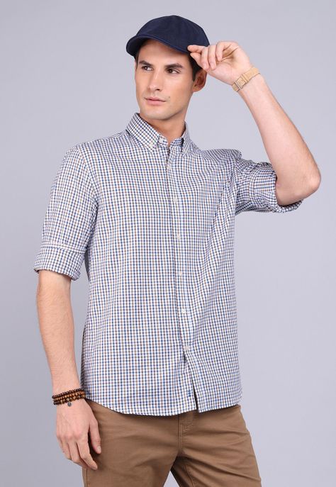 Camisa Oxford Cuadros Manga Larga Arrow CM3011SBE-0