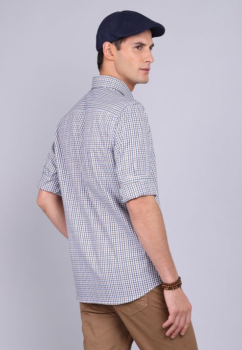Camisa Oxford Cuadros Manga Larga Arrow CM3011SBE-1