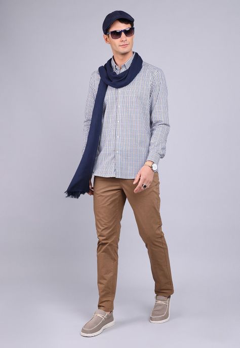 Camisa Oxford Cuadros Manga Larga Arrow CM3011SBE-3