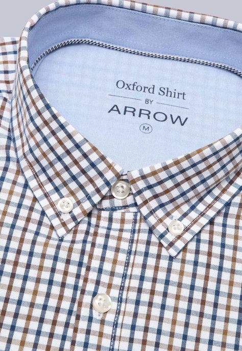 Camisa Oxford Cuadros Manga Larga Arrow CM3011SBE-4