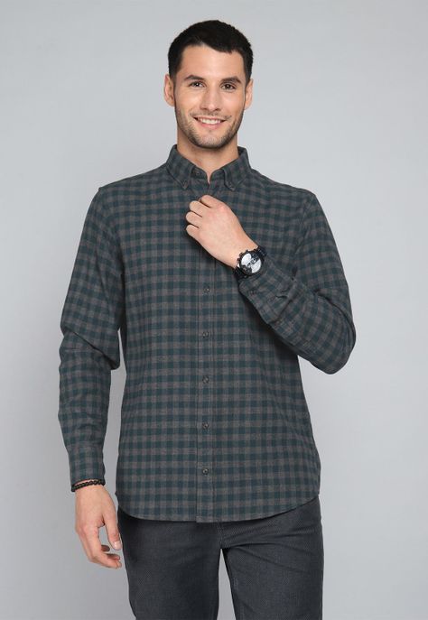Camisa Cuadros Manga Larga Arrow CM31013AZ-0