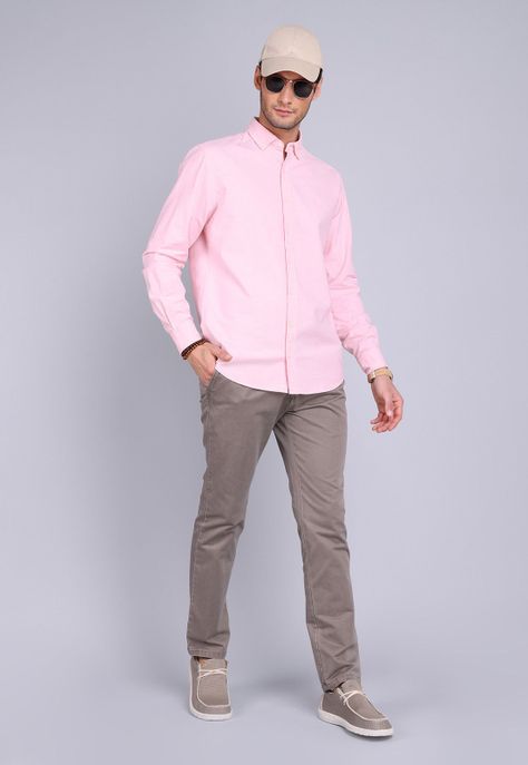 Camisa Oxford Spandex Manga Larga Arrow CM3001SRD-2