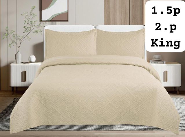 Cobertor de verano tipo quilt tamaño 2 Plazas Color Beige-0