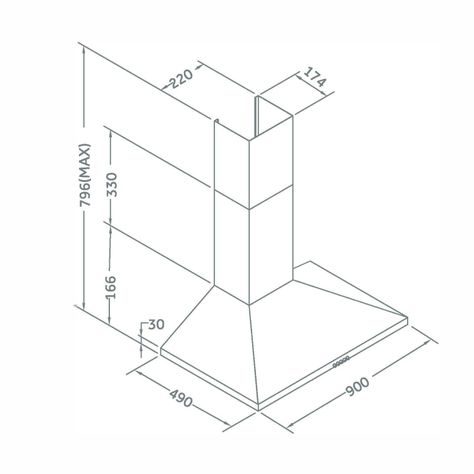 Campana Piramidal Gröner Inox 90cm-3