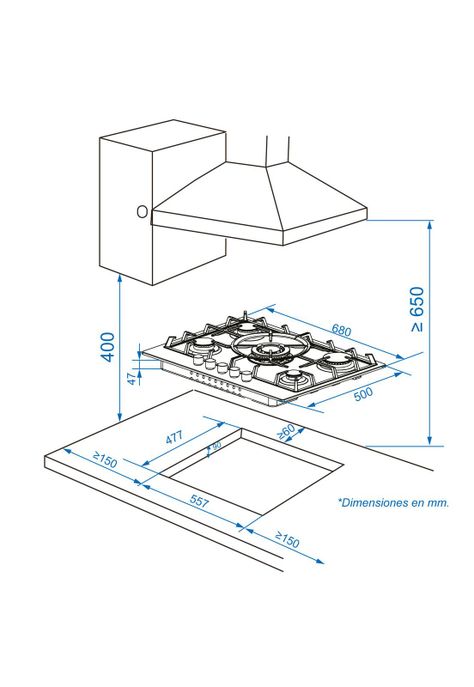 Encimera a Gas Inox 5Q-4