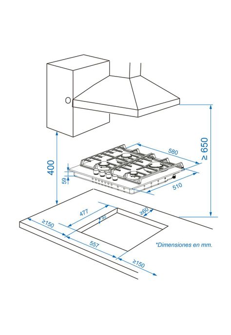 Encimera a Gas Gröner Vitro 4Q-4