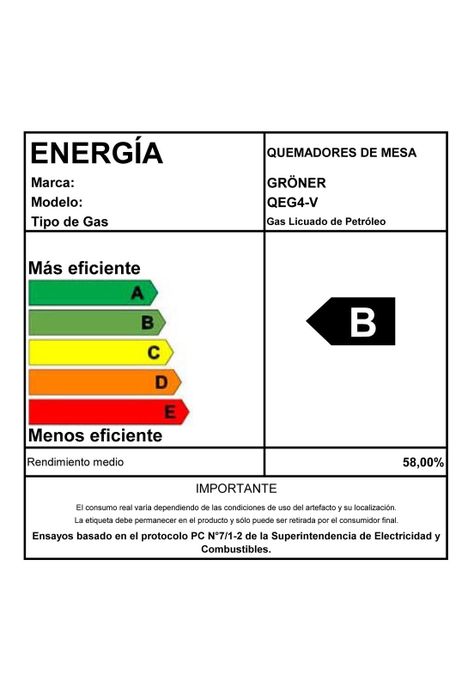 Encimera a Gas Gröner Vitro 4Q-6