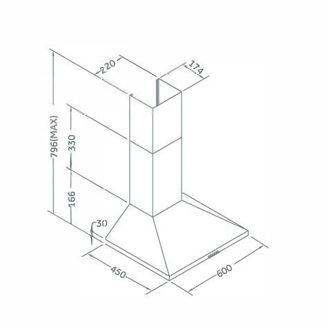 Campana Piramidal Gröner Inox 60cm - 650 (m3/h)-3