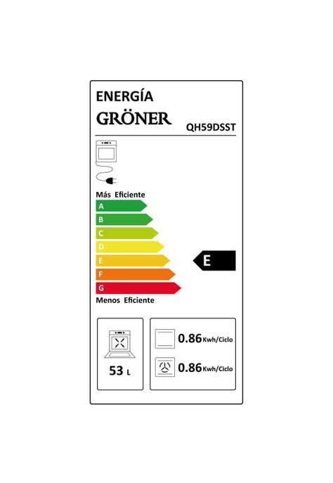 Horno Eléctrico Empotrable Gröner Inox Touch Triple Vidrio 10F 59L-4