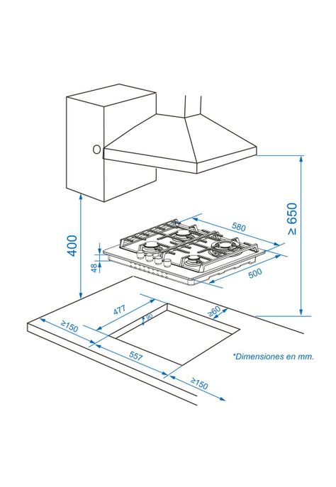 Encimera a Gas Gröner Inox 4Q-3