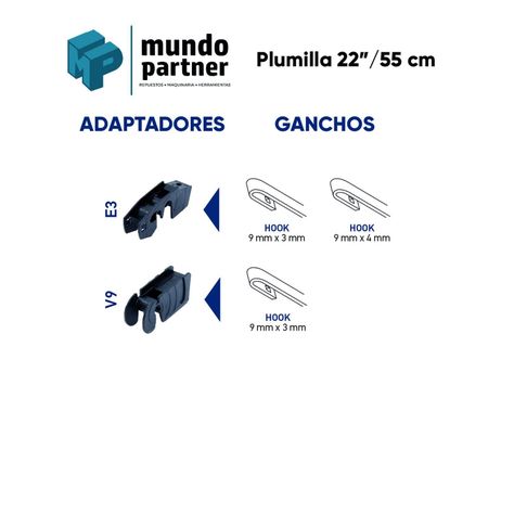 Plumilla Hella Delantera 22 Pulgadas 55 Cm Con Adaptadores-1