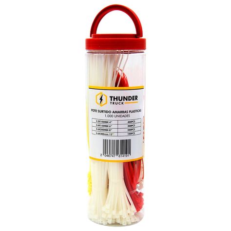 Pote Surtido Amarras Plasticas 1000 Unidades Blanca y Roja-0