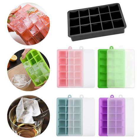 Bandeja Cubetera Silicona Con tapa Flexible Cubos de Hielo-1