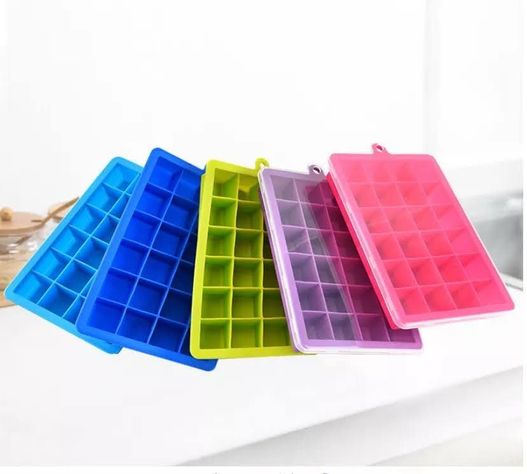 Bandeja Cubetera Silicona Con tapa Flexible Cubos de Hielo-5