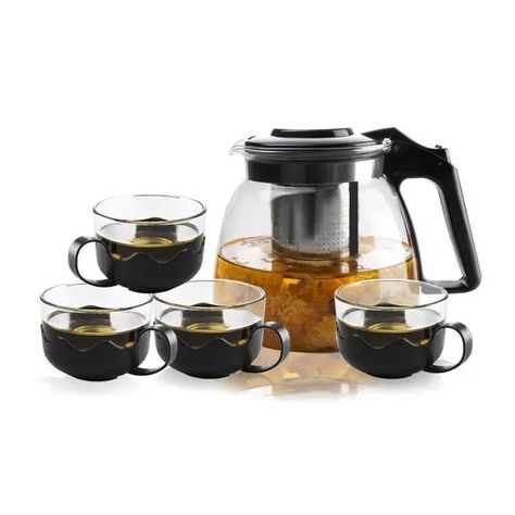 Tetera Vidrio Infusor con 4 Tazas Té Bebidas Café -0