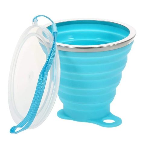 Vaso Portatil Plegable Silicona Camping Viajes 270ml-0