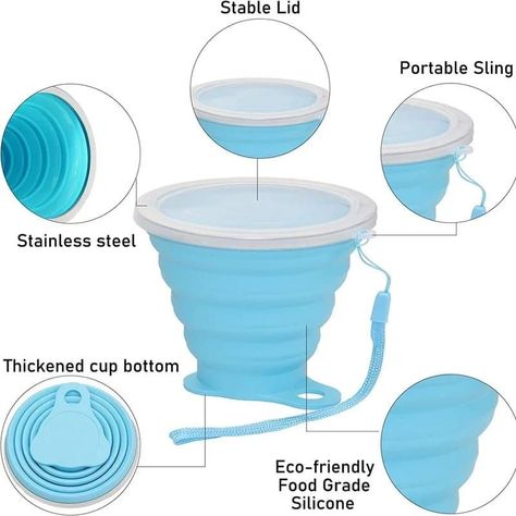 Vaso Portatil Plegable Silicona Camping Viajes 270ml-3
