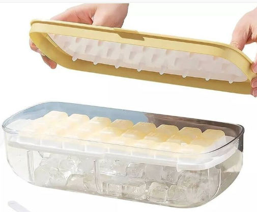 Cubetera Hielo Silicona 2 en 1 Contenedor y Tapa Multiusos-0